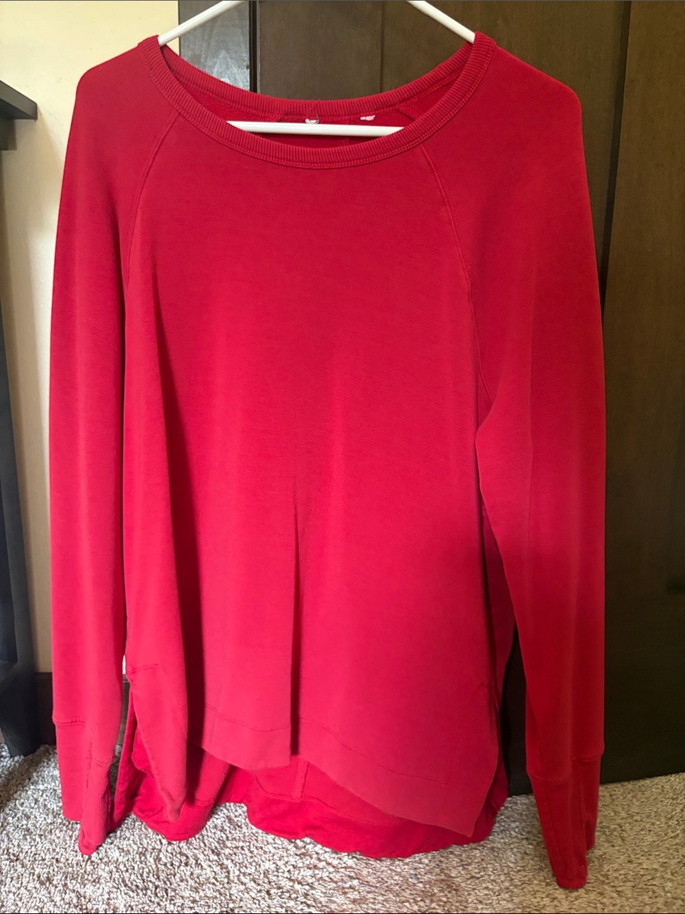 Athleta Bright Red Long Sleeve Pullover Sweatshirt